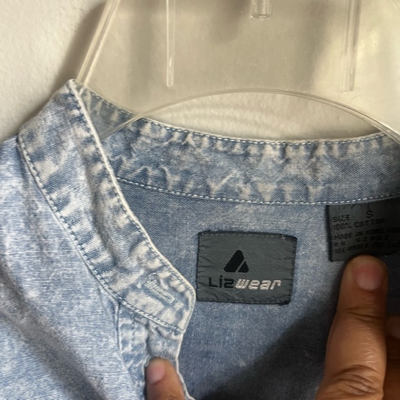 Liz Wear Vintage Denim Shirt Women’s Size Small Stone Washed 90s Y2K Grunge Boho - Picture 5 of 9